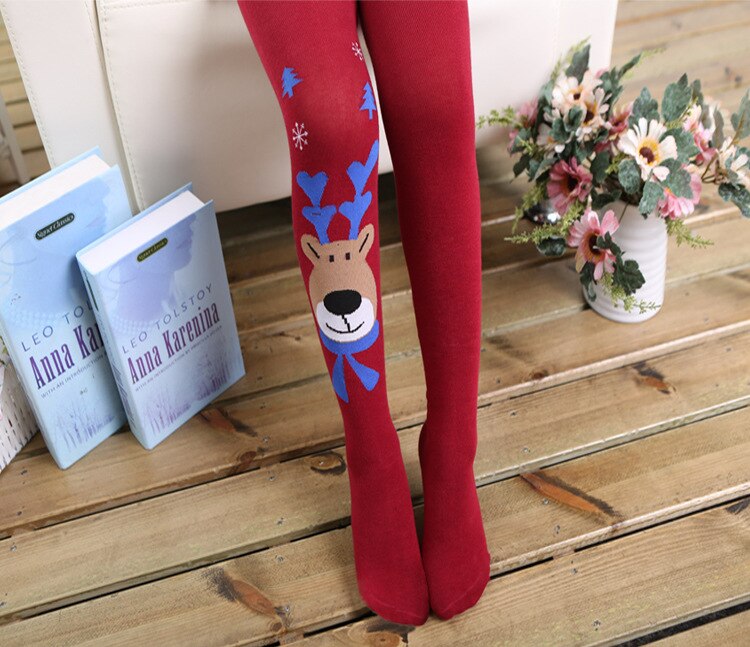 Schattige cartoon herten kinderen meisjes panty's kinderen baby katoenen panty's kawaii kerst voor jongens meisjes: Rood / 120 to 135cm