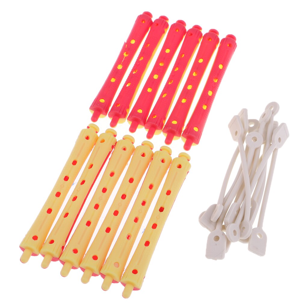 12 stk wave hairstyling perm stang barer curler frisørverktøy sett salong hårruller sett hårspenner hårstylingverktøy: 9 x 1.3 cm