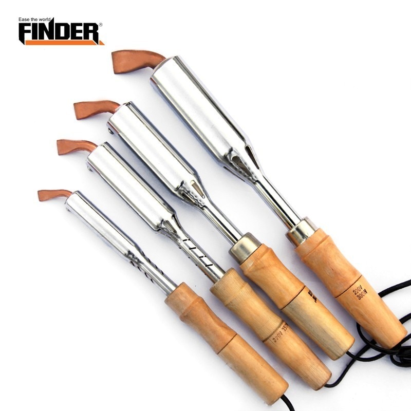 220V 75/100/150/200/300W Duty Electric Soldering Gun Iron High Power Chisel Tip Soldering Iron Chisel Tip Wood Handle Solder