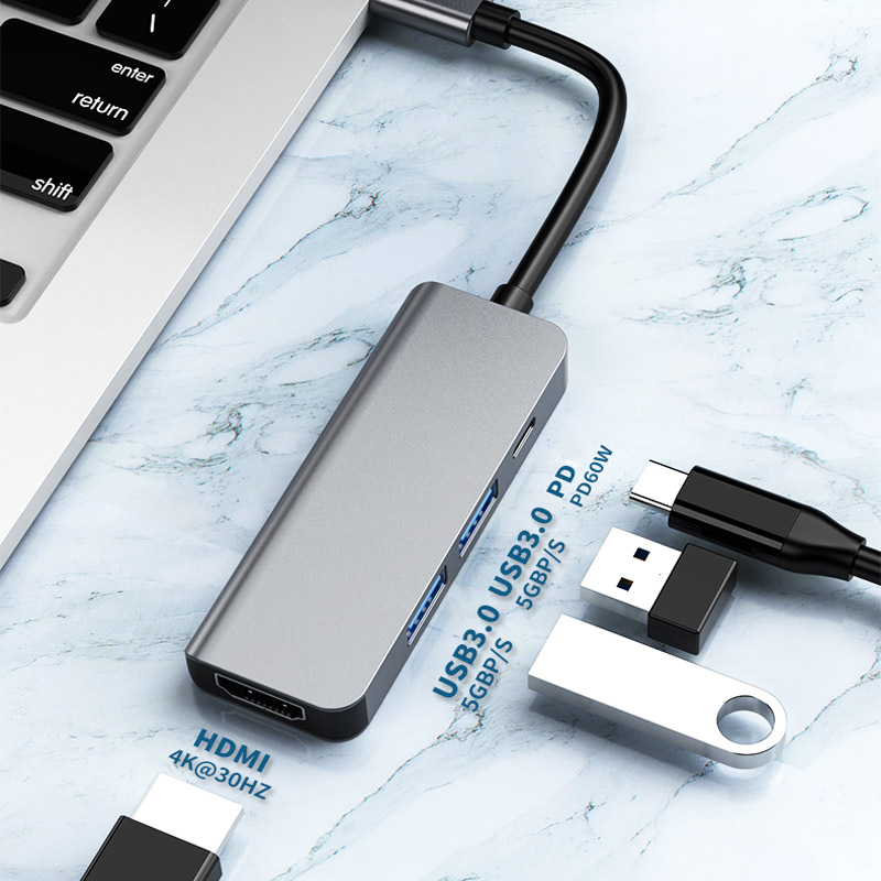 USB HUB Type C to HDMI-compatible 4 in 1 Adapter With 2 USB 3.0 PD Charging Splitter For Laptops MacBook Pro/Air/Huawei Mate