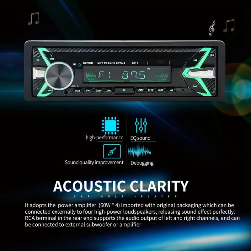 1 din autostereo tai radio  mp3 soitin bluetooth fm tf/usb/aux pääyksikkö 7 väriä