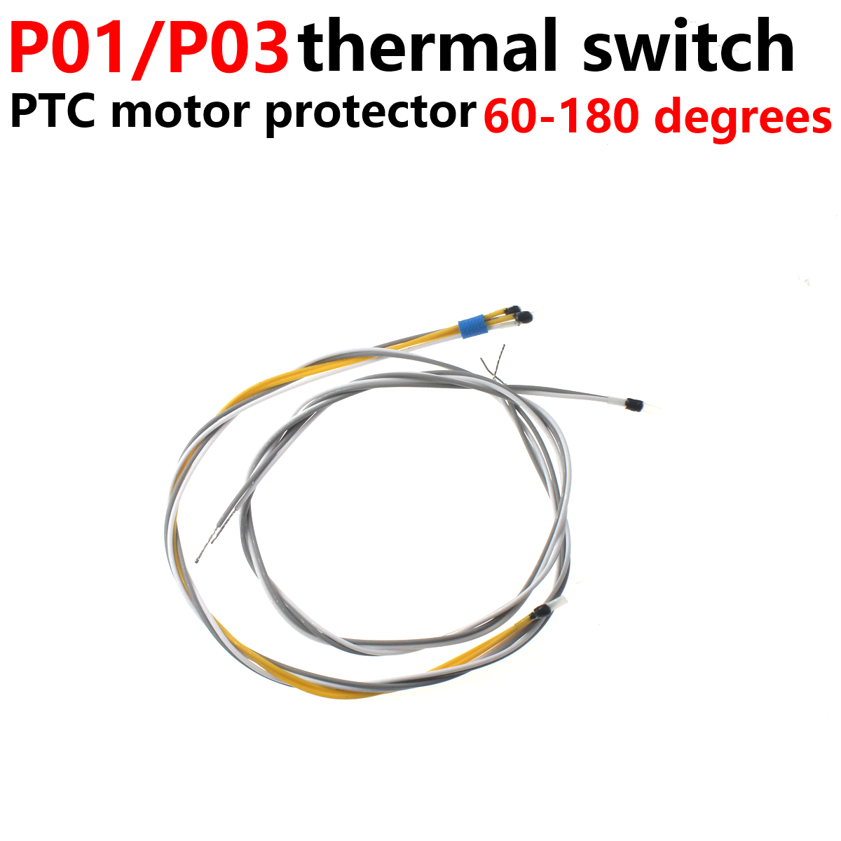 2PCS P01/P03 PTC Thermistor Thermal Switch For Motor Protector/Temperature Sensor 60/70/80/90/100/110/120/130/140/150/160℃
