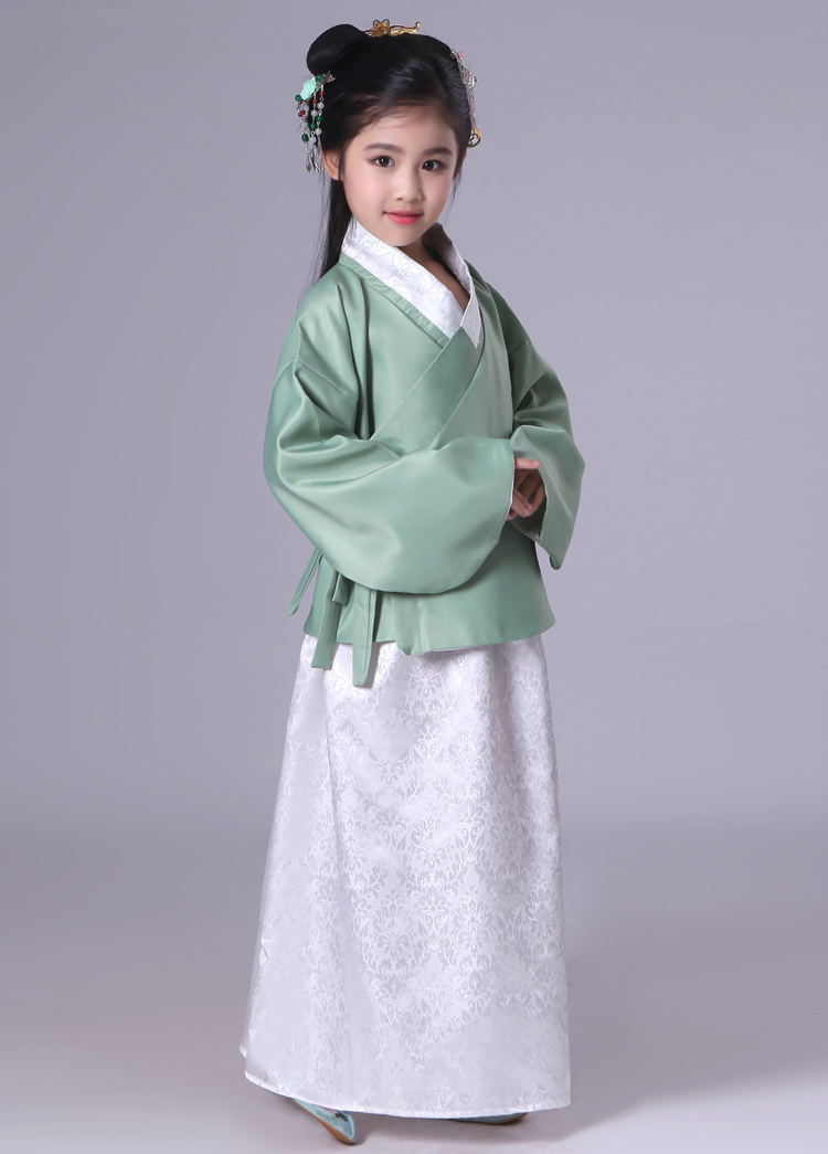 Traje tradicional chino para niños, uniforme escolar antiguo para niñas, blusa + vestido para niños, disfraz de cosplay para bailar en grupo