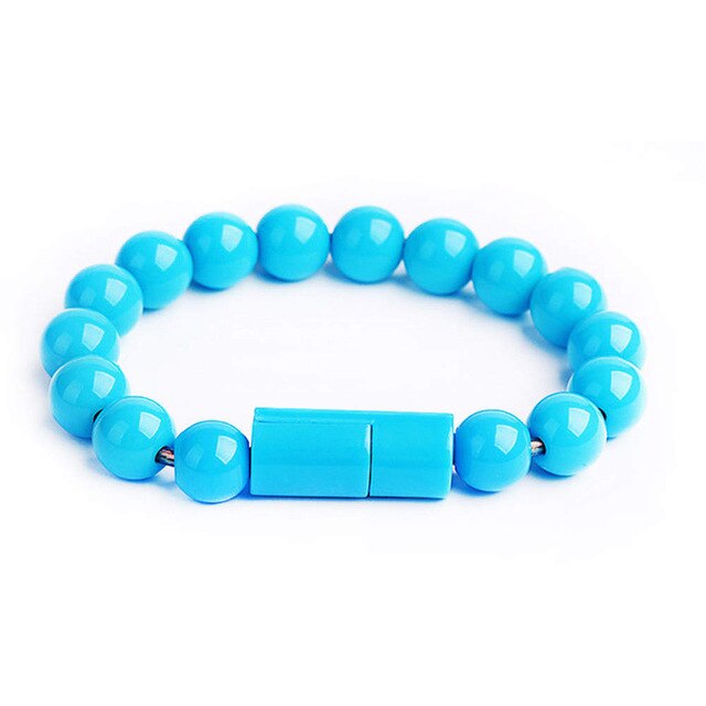 Pulsera de cuentas de Color puro, Cable Micro USB tipo C, Cable de carga de sincronización de datos para iPhone, Samsung, huawei, cargador de teléfono móvil Android: for Micro USB / blue