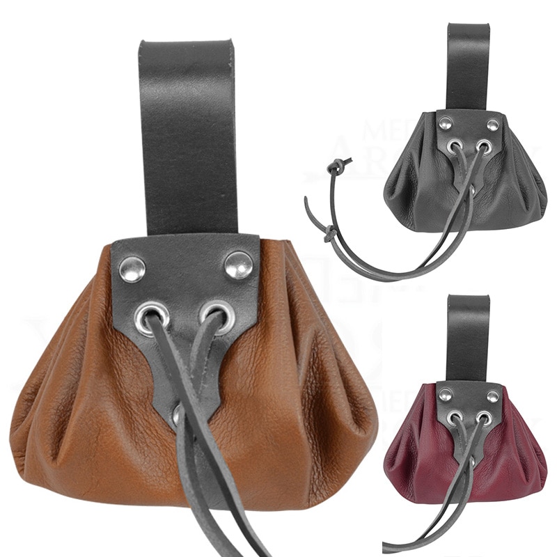 Monedero de cuero con cordón para hombre y mujer, cartera Vintage Medieval con Larp, accesorios de disfraces de pirata vikingos celtas, monedero con cinturón