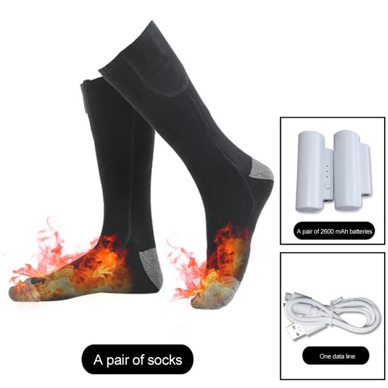 Opgradere varmere sokker elektriske opvarmede sokker med genopladeligt batteri sport opvarmede sokker til kvinder mænd vinter udendørs skiløb: F  2600ma batterier