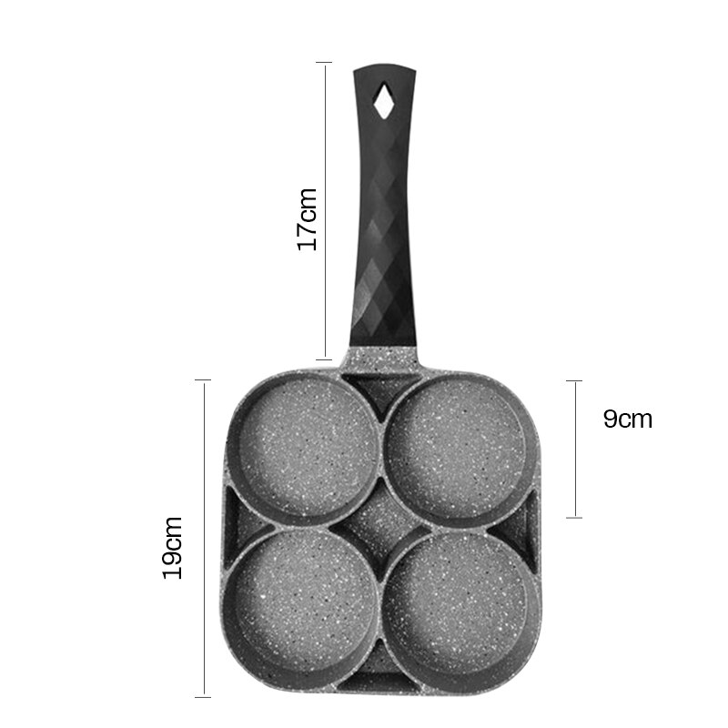 Four-hole Pancake Pan Frying Pan Pots Cooker Egg Tools Durable Non-stick Pans Pancake Maker Sauce Pans Utensils For Kitchen: Black Pattern