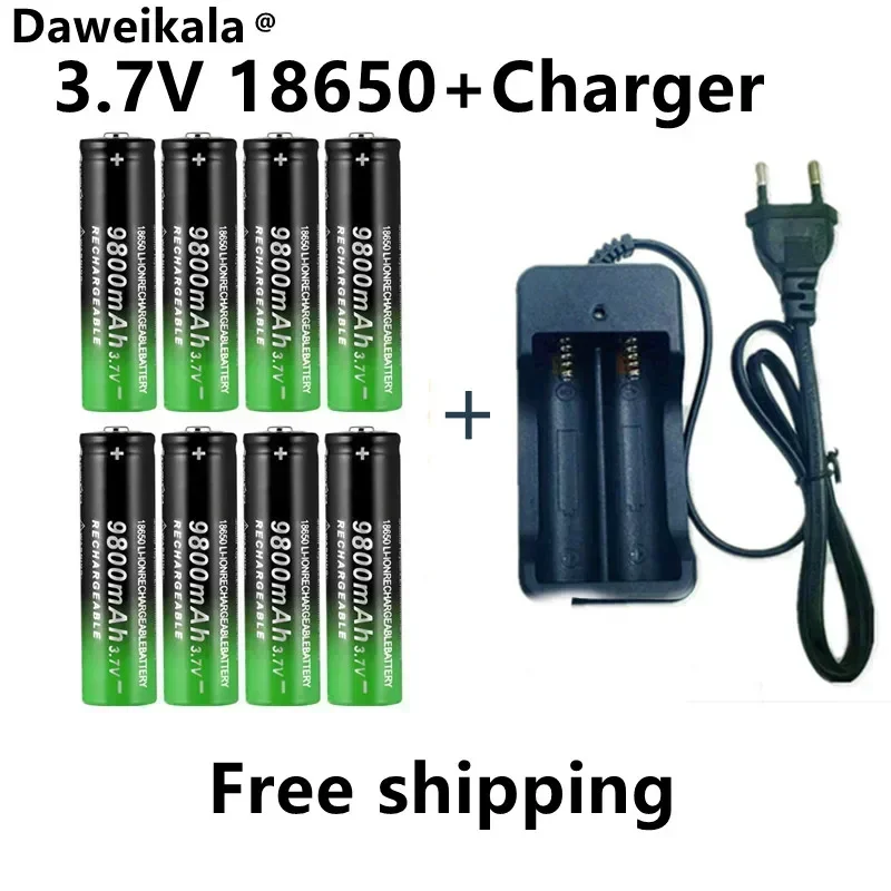 Akumulator 18650 Akumulator 3,7 V 18650 9800 mAh Akumulator litowo-jonowy do latarki Akumulator + ładowarka