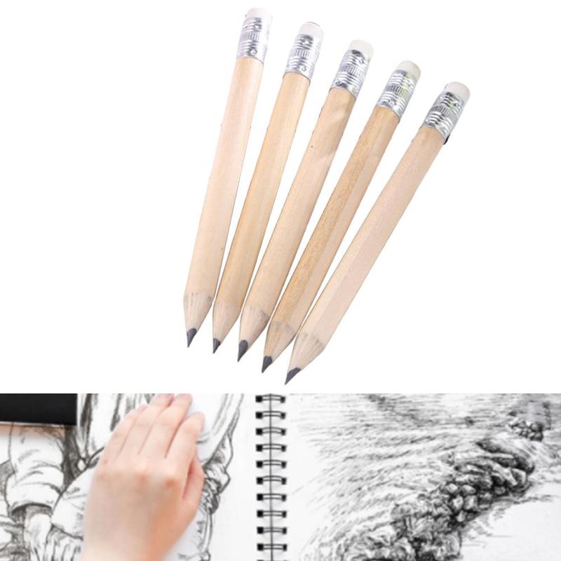 10pcs/set Pencil Log With Rubber Hb Mini Size Simple Wood Pencil Suitable For Children's School Stationery Supplies