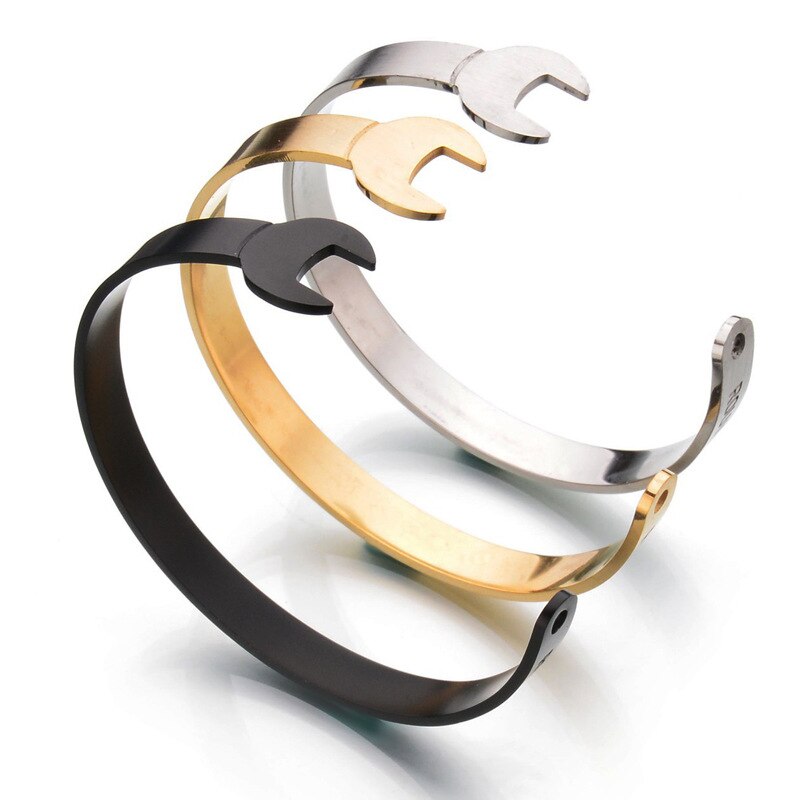 Pulsera con llave de acero inoxidable 316L para hombre y mujer, pulsera de Metal, tamaño ajustable, 20g