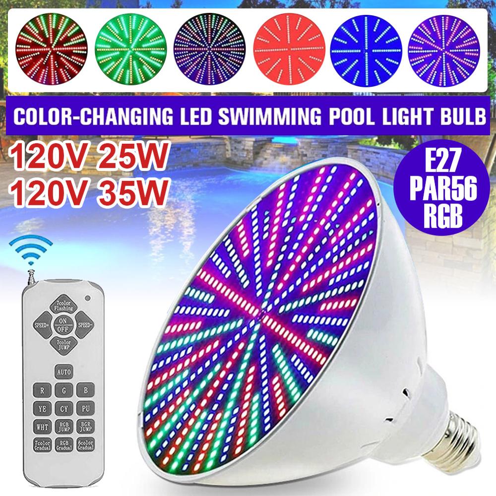 Garden Swimming Pool Light Bulb with Remote Control 1000LM 120V IP68 Waterproof Color Changing Light Bulb Underwater Night Lamp