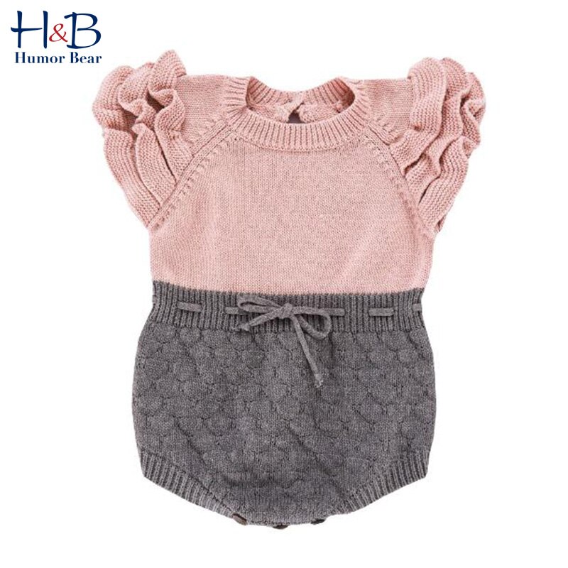 Humor oso tejido cálido mono princesa Otoño Invierno niñas suéter de lana bebé bolso de bebé pedo mono mameluco ropa de niños