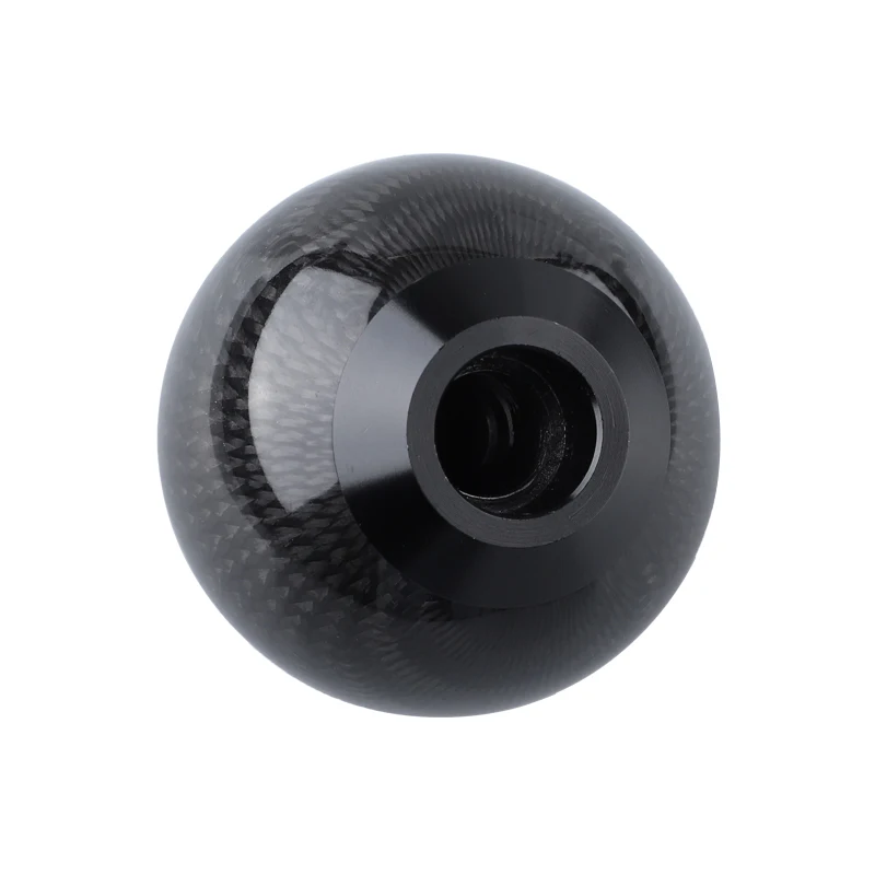 Perilla de palanca de cambios Circular Universal de fibra de carbono para coche, mango de palanca de cambios con forma de bola redonda, palanca de cabeza AT MT negra