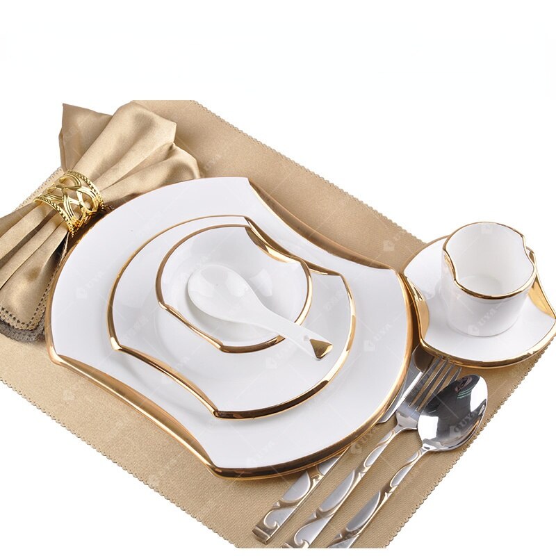 Luxury Ceramic Tableware Set Wedding Dinner Porcelain Complete Plate Set Dessert Kitchen Placa De Conjuntos Full Table Service