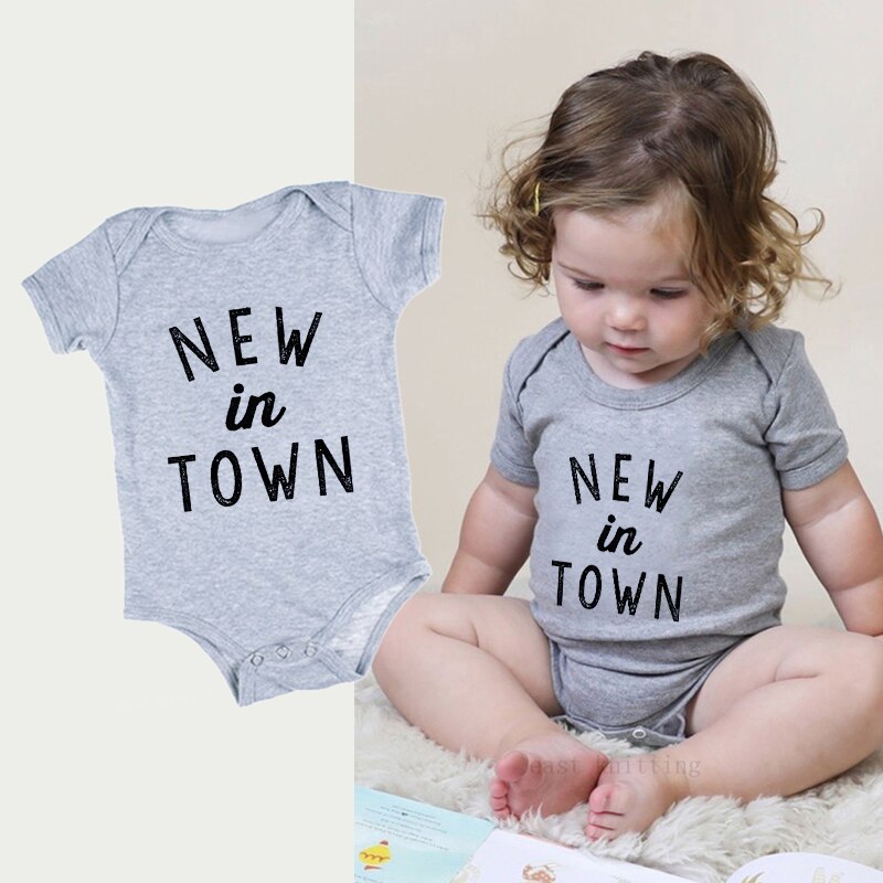 DERMSPE Sommer Kleinkind Baby Mädchen Jungen Strampler Mit kurzen ärmeln knapp drucken Neue in Stadt Gesamt Outfits Kleidung Gesamt