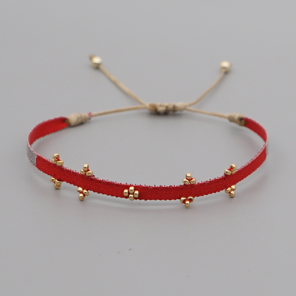 KKBEAD Colombia pulsera joyería tela cinta Pulseras de tela para mujer Pulseras tejidas hechas a mano: Cobalto violeta