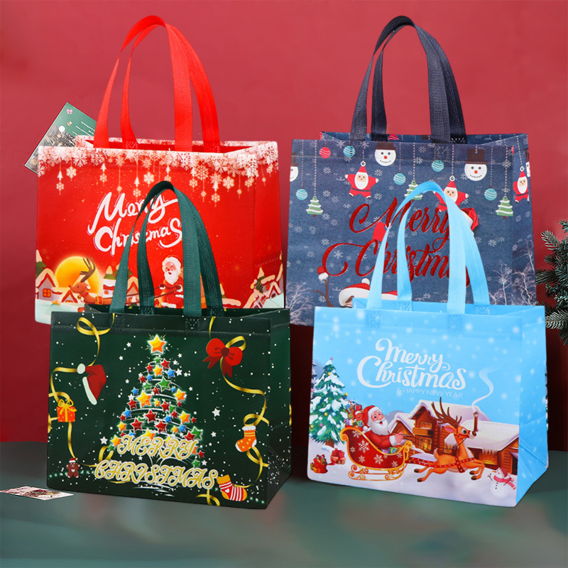 Sacs joyeux noël pour emballage , sacs pliables de noël, fourre-tout de noël, flocon de neige, rangement de du père noël