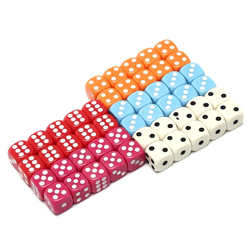 10 Stks/set 14Mm Acryl Kleurrijke D6 Dice 6 Zijdig Gokken Kleine Dobbelstenen Voor Wit Rood Roze Orange Blauw 5 Kleuren