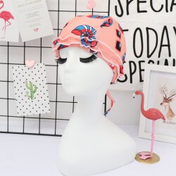 Handgemaakte kant zwembad flamingo's patroon badmuts hoed voor vrouwen lang haar badmuts strandmutsen grote gratis maat: Oranje