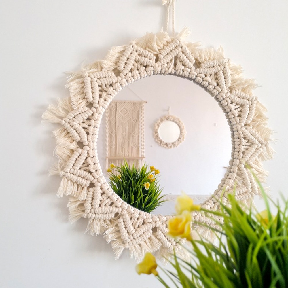 Miroir mural en macramé fait à la main, décoration d'hôtel, Style National, effet Boho, décoration murale pour salon, chambre à coucher, salle de bains