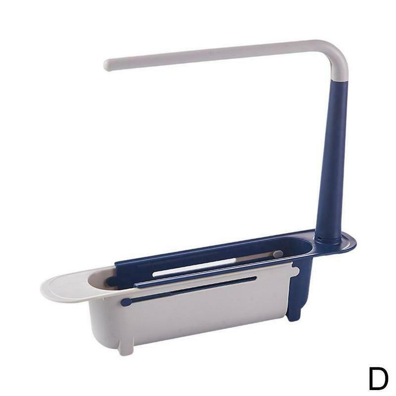 Kitchen Sink Drain Rack Telescopic Sink Shelf Sinks Organizer Soap Sponge Holder Storage Basket Kitchen Gadgets Accessories Tool: Blue