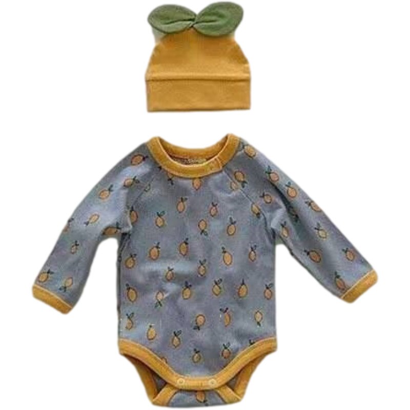 Vêtements -né printemps et automne bébé citron imprimer maison vêtements body bébé fille body: Bleu / 6M