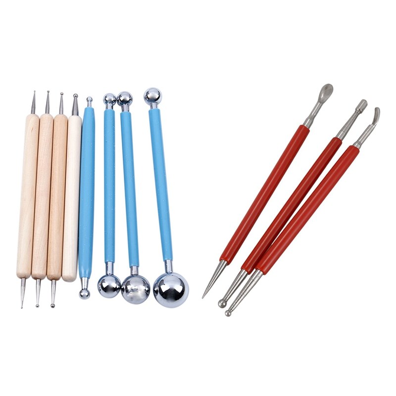 3 Pcs Stainless Steel Wax Sculptors Clay Sculpting Tool & 8 Pcs Ball Stylus Dotting Tools for Pottery Ceramics Doll