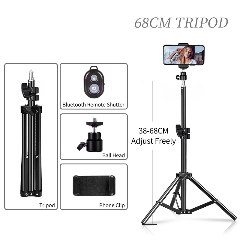 Tripod For Phone Tripod Stand Ring Light 1/4 Screw Head Flexible Selfie With Bluetooth Remote Control Holder For Phone: SH-SJJ-01-68