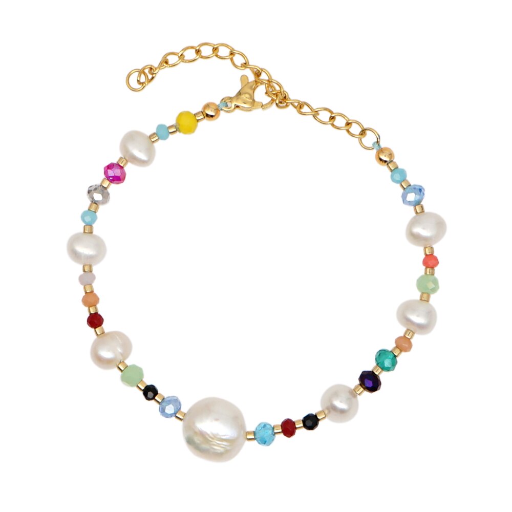 Go2Boho Evil Eye Bracelet Letter Bracelets For Women Trendy Jewellery Freshwater Pearl Pulsera Gold Color Beaded Jewelry