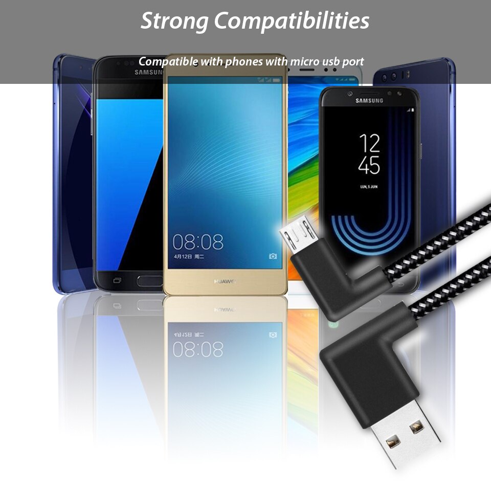 20cm/1m/2m Short 90 Degree USB Type C Charging Cable USB-C Phone Charger Cabel For Samsung Galaxy Note 10 Plus S10 Lite S20 Plus