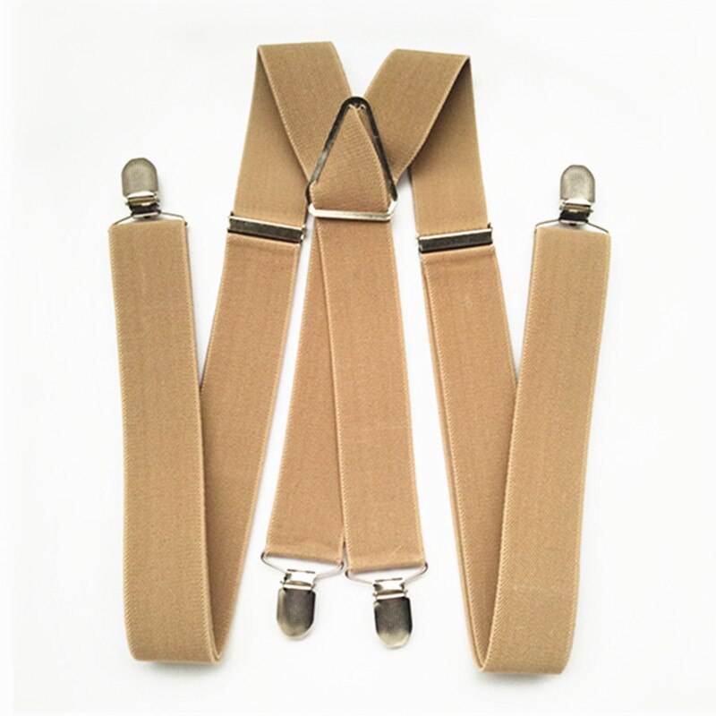 Bd054- l xl xxl størrelse khaki tan farge 3.5cm bredde 4 klips voksen seler justerbar strikk x bakbukser seler seler herre