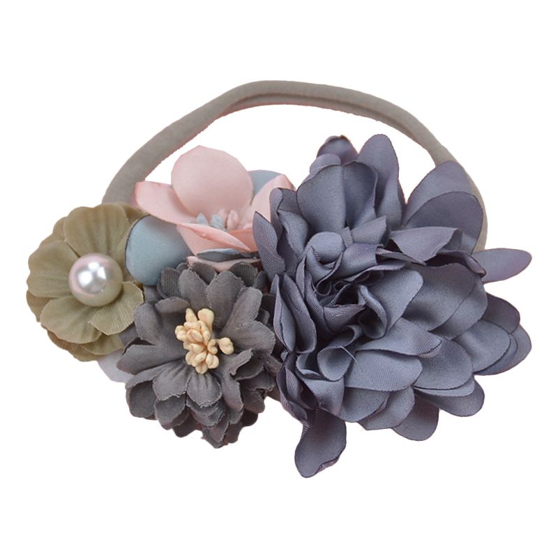 Ragazza di Fiore del bambino fascia Elastica infantile per Bambini di Stirata Dei Capelli Della fascia Del bambino Appena nato Fotografia Puntelli Copricapi Accessori: buio grigio