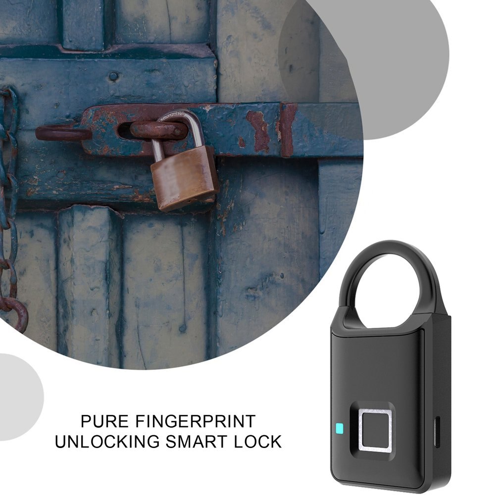 P5 Pure Vingerafdruk Unlock Smart Vingerafdruk Deurslot Veilig Hangslot Usb Opladen Waterdicht Keyless Anti-Diefstal Slot
