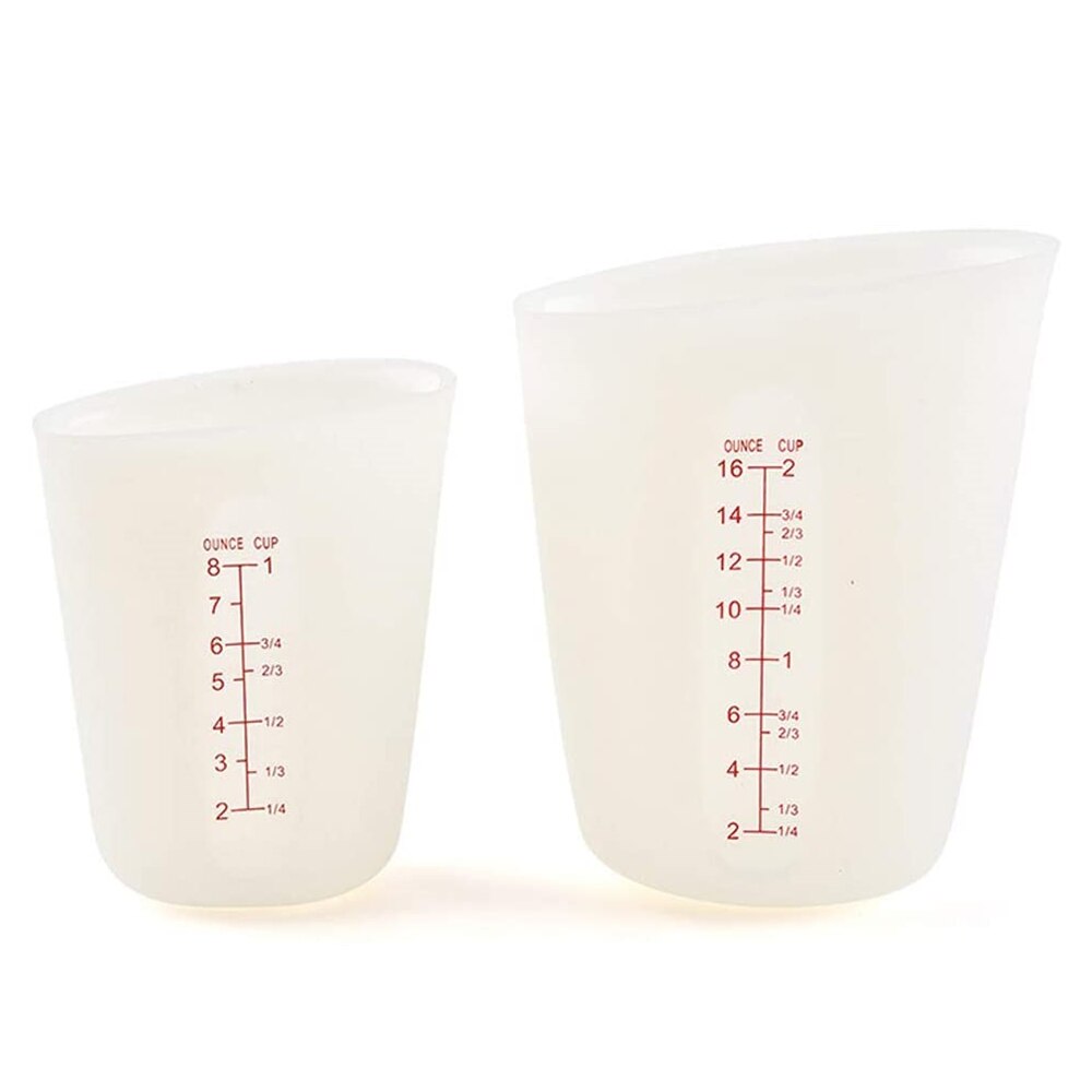 2Pcs/set 250ML &amp; 500ML Silicone Measuring Cups Food Grade PP Plastic Cups Measuring Cups Volume Measurement Tools: Default Title