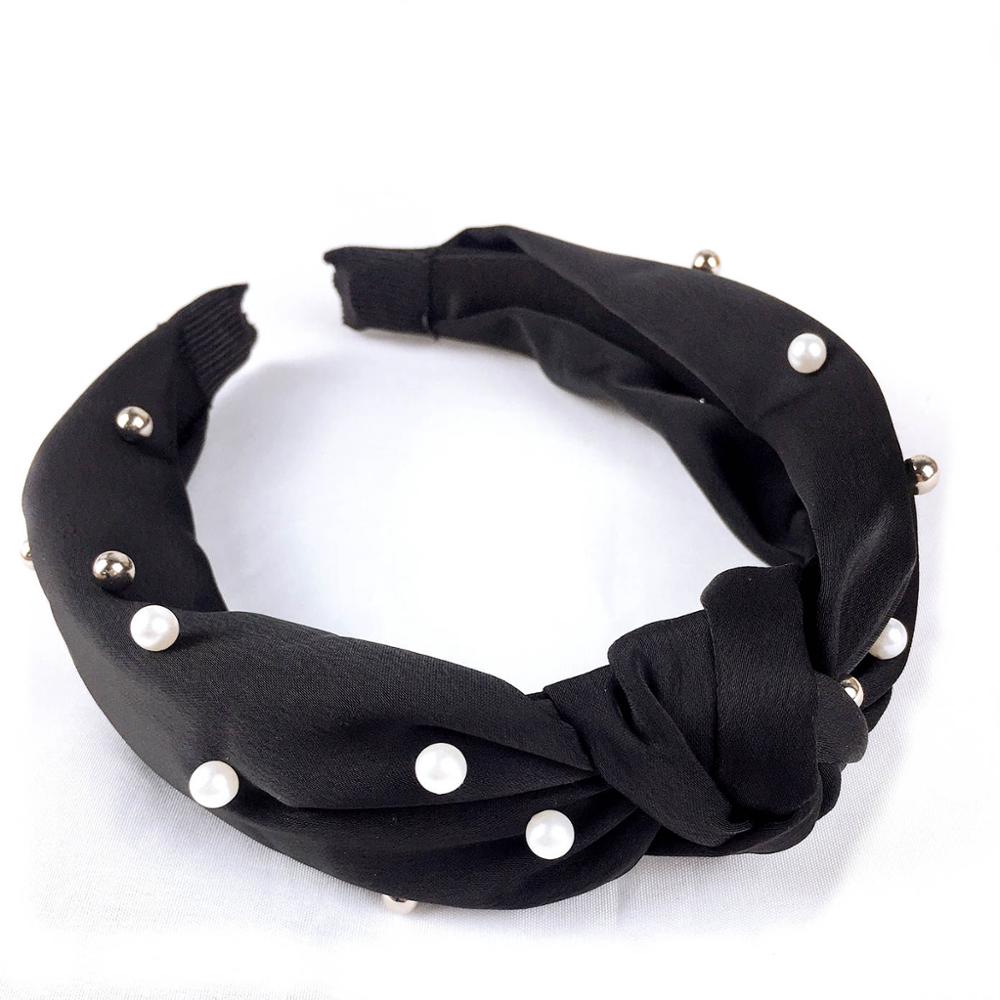 Solid Pearl Knot Tulband Hoofdband Lady Brede Plastic Haarband voor Vrouwen Bezel Hoofddeksels Meisje Haar Accessoires