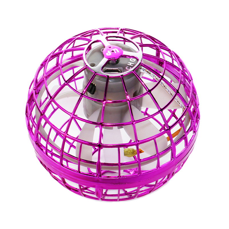 Vliegende Vliegtuig Ball Spinner Speelgoed Meisjes Hand Controlled Drone Helicopter 360 ° Roterende Mini Ufo Met Licht Kinderen Verjaardagscadeautjes: Pink