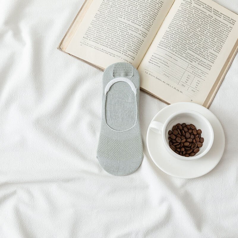 LKWDer-Calcetines de malla con agujeros para mujer, medias invisibles antideslizantes de silicona, de corte bajo, de algodón, para primavera y verano, 5 pares: E