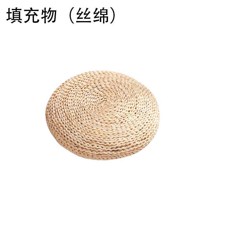 Tatami Futon Meditation Cushion thick/thin Round Yoga Circle Corn Husk Straw Braid Mat Japanese Style Cushion with Silk Wadding: Silk Cotton / 40cm
