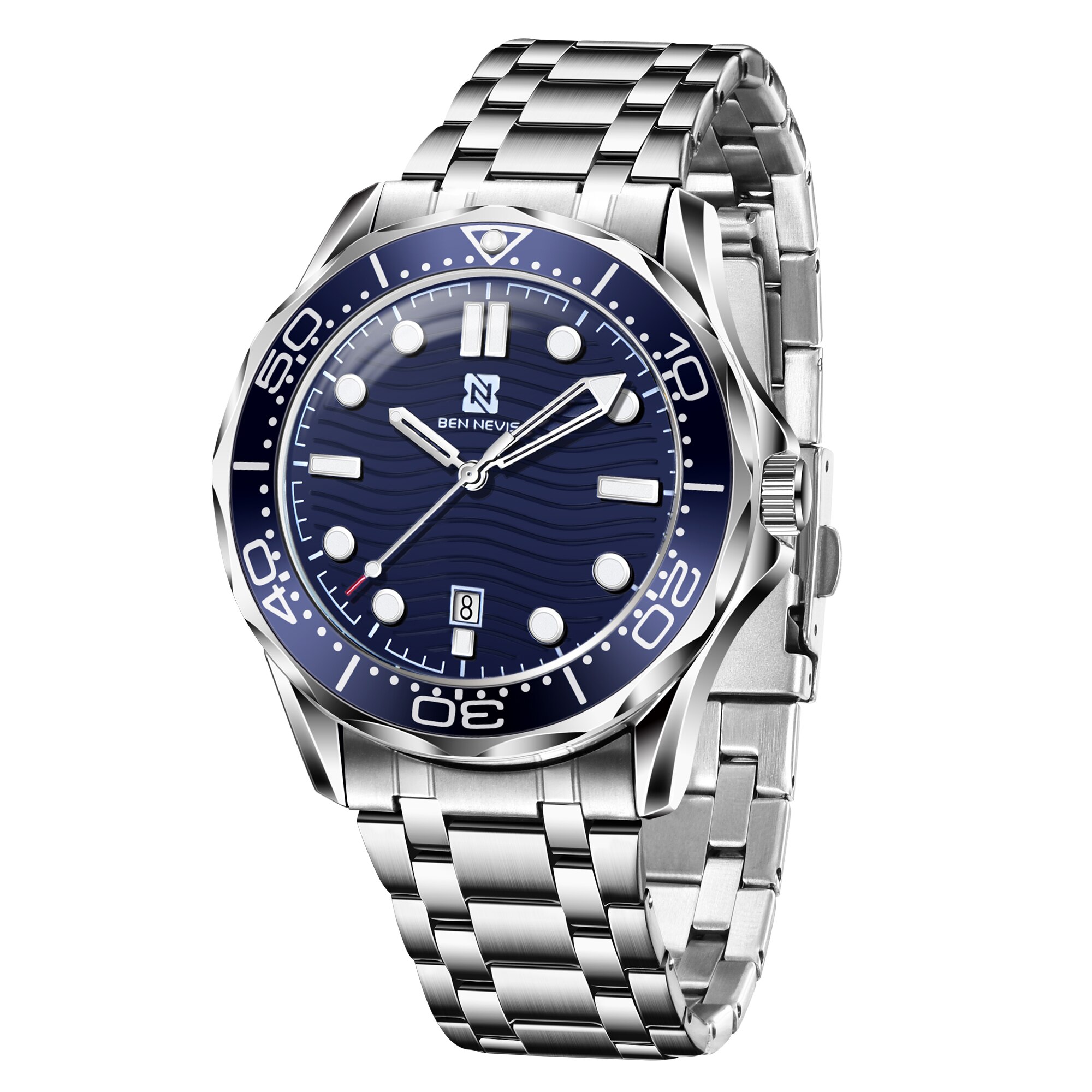 BEN NEVIS-reloj de cuarzo deportivo automático, cronógrafo luminoso de negocios: Azul