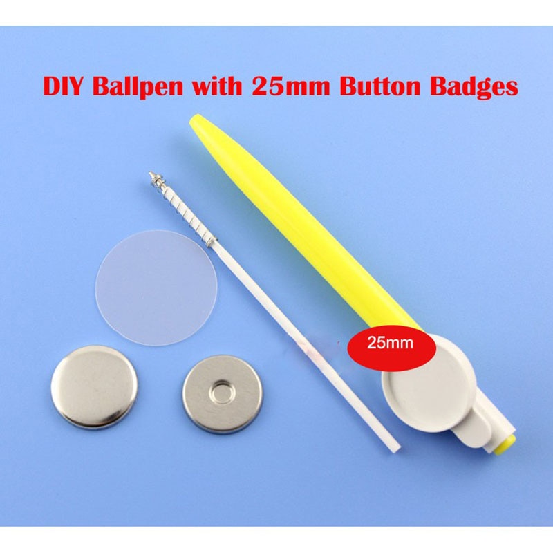 Ballpen with 1inch 25mm button badges for DIY Blank Material 100sets/PKG