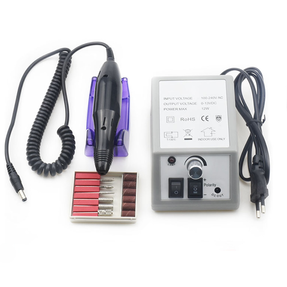 Elektrische Nail Art Boor Machine 20000Rpm Pedicure Bestanden Accessoire Pedicure Kit Met 6 Nail Boor En 6 Schuren nail Gereedschap