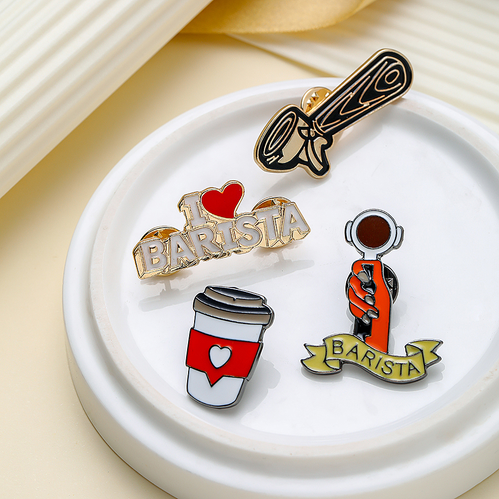Koffiekopje Keukengerei Emaille Broches Barista Schort Badge Jas Hoed Tas Pin Voor Vrouwen