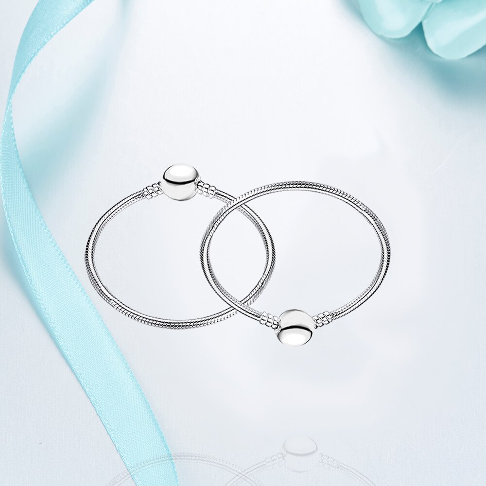 2020 New Fashion Argento Sterling 925 Pendenti E Ciondoli Braccialetto Rotondo di Base Bracciali A Catena Per Le Donne del Regalo Dei Monili Perline FAI DA TE 17-21 CENTIMETRI