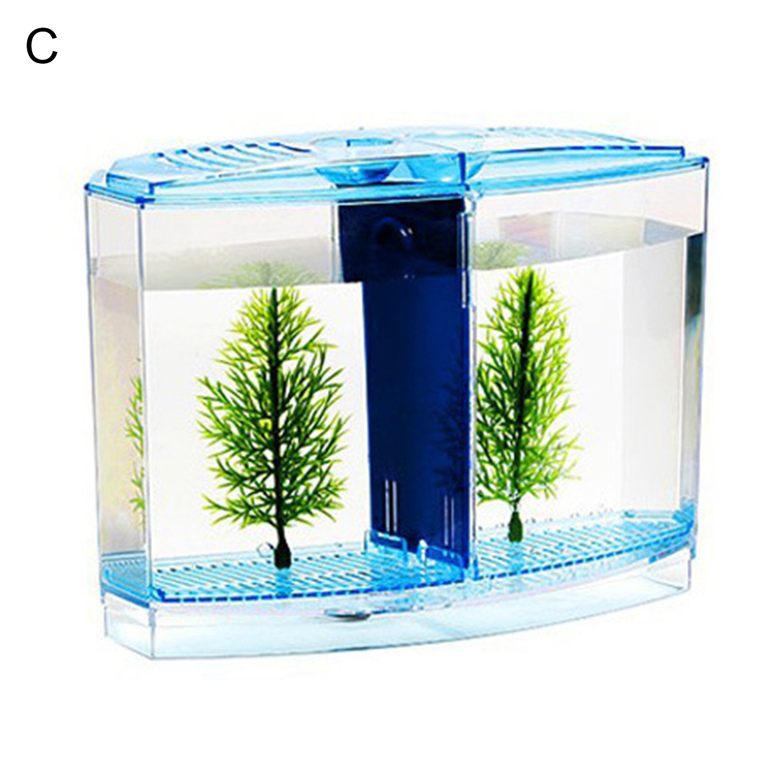 Multifunctional Acrylic Split Fish Tank Breed Box with LED Light Imitation Plant Fish Tank Acrylic Non-toxic Aquariums: C