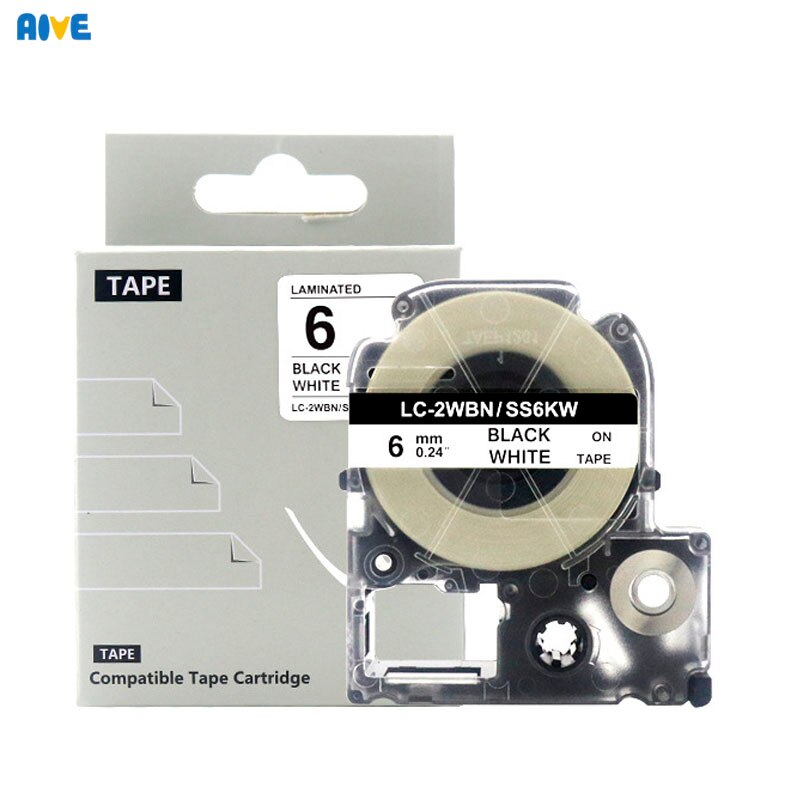 Aive 6MM label Tapes SC6YW Compatible for EPSON LW-700 600P 1000P Z900 K400 kingjim SR230C SR530C label Printer Black on White