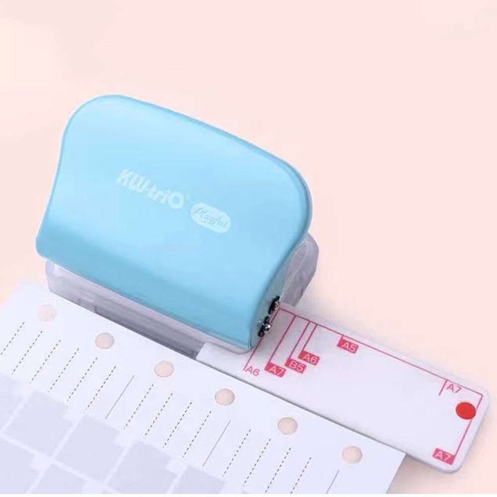 6 Hole Punch Loose-Leaf Standard Puncher Paper Adjustable Stapler Home Office Binding Supplies Student Stationery Equipment: 3 hole blue