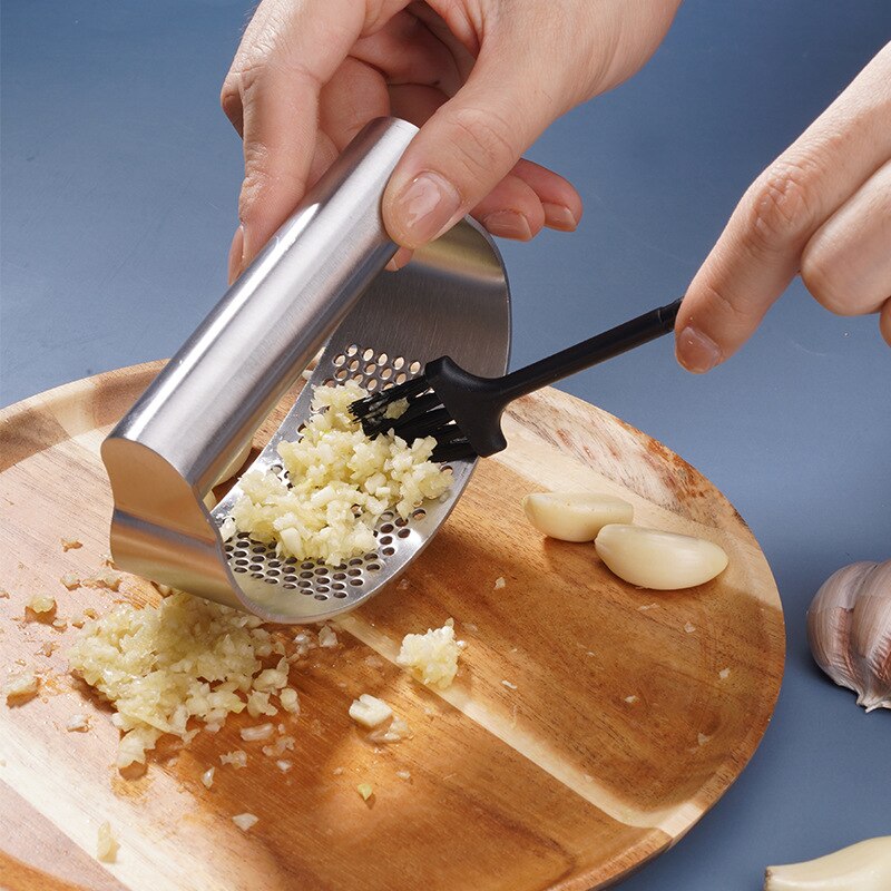 Stainless Steel Garlic Press Rocker Roller Slice Manual Ginger Garlic Crusher Mincer Squeezer Cooking Tool Kitchen Gadgets