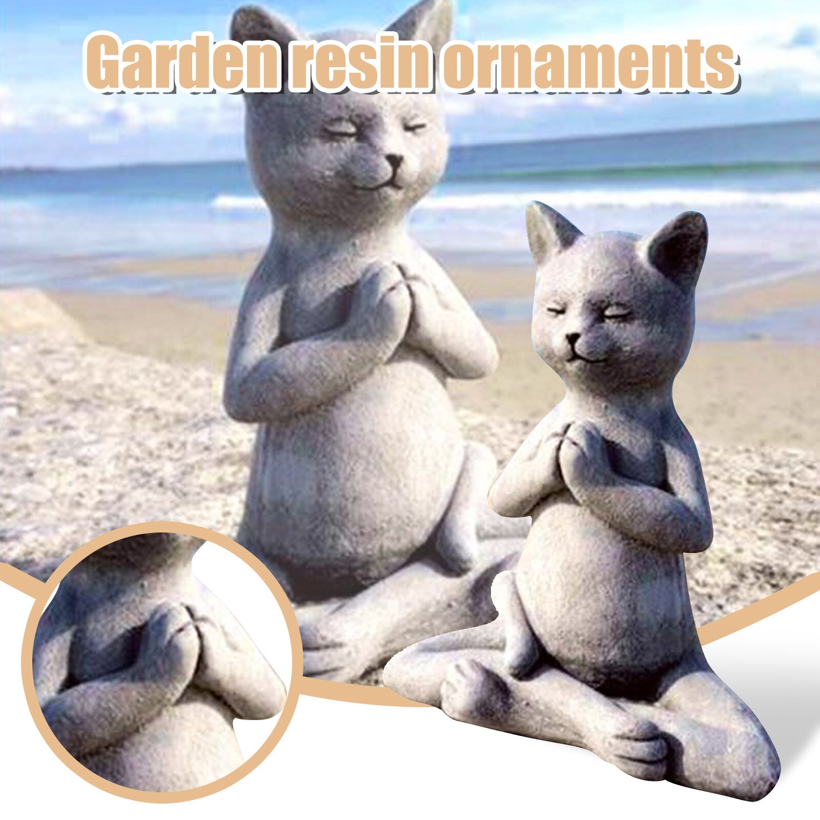 Statue de chat en forme de bouddha, 4 #, Sculpture en plein air, décoration, Art Animal, d'ornement