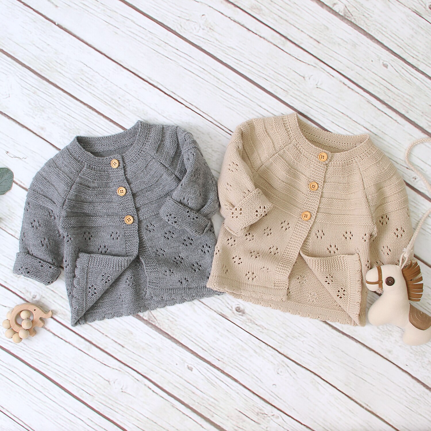 Focusnorm 0-18M Winter Baby Meisjes Trui Jas Knit Solid Lange Mouwen Single Breasted Warm Outfits