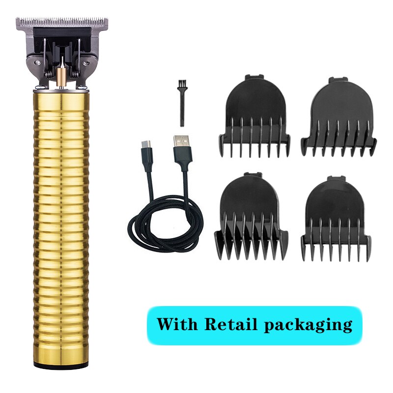 Close-cutting Digital Hairdresser Electric Hair Clipper Barber Men Hair Trimmer Rechargeable 0mm T- Blade Machine: gold2